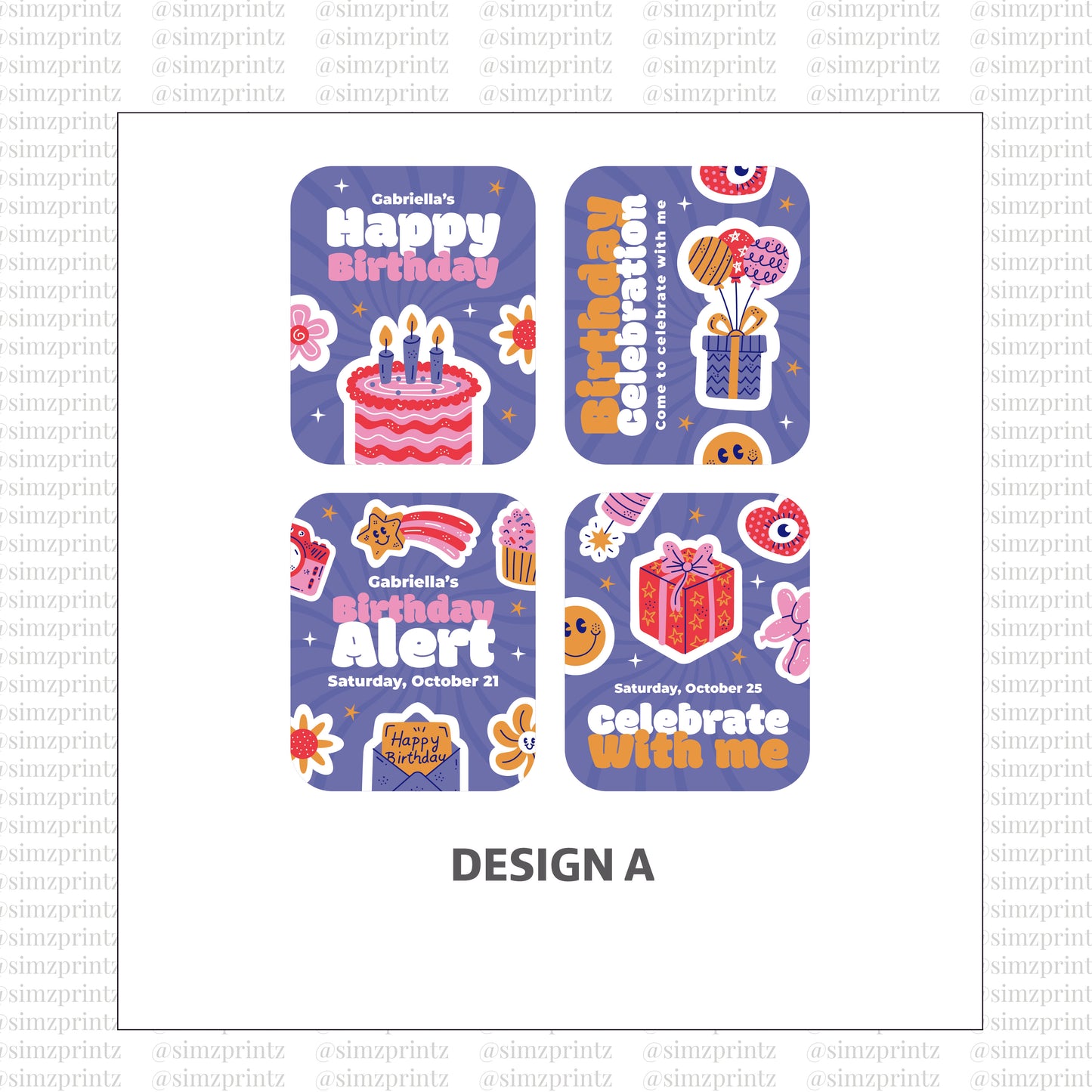 UV Sticker Prints (Birthday Party theme)