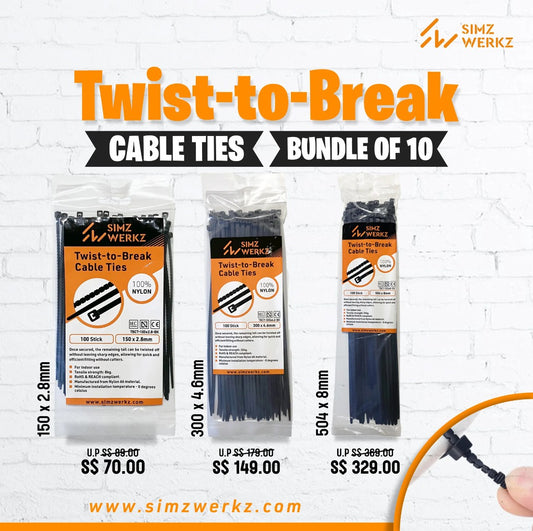 Twist To Break - Cable Ties (Bundle of 10)