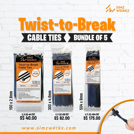 Twist To Break - Cable Ties (Bundle of 5 )