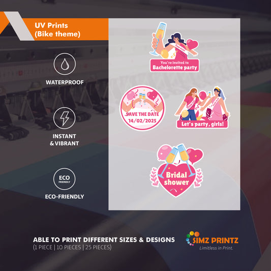 UV Sticker Prints (Bride's Party theme)