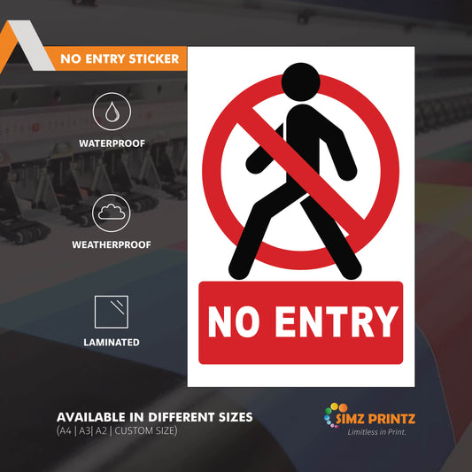Caution- No Entry Sign Sticker