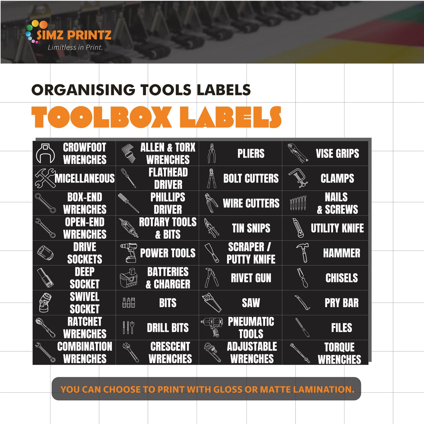 Organising Tool Labels Sticker