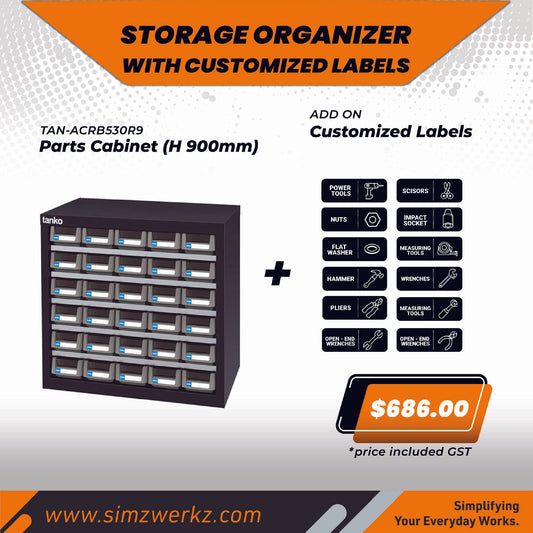 TANKO Parts Cabinet (H 900mm) w/ Customized Labels