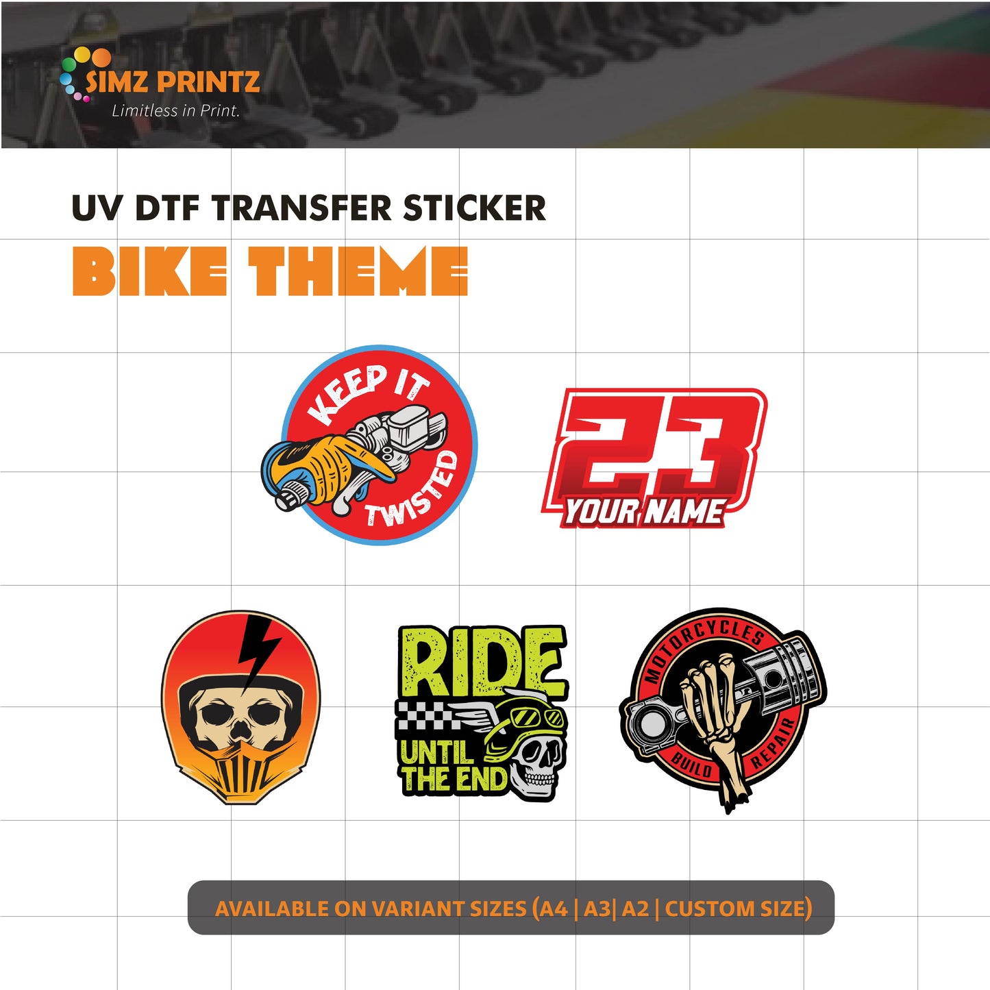 UV Sticker Prints (Bike theme)