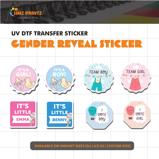 UV Sticker Prints (Gender Reveal theme)