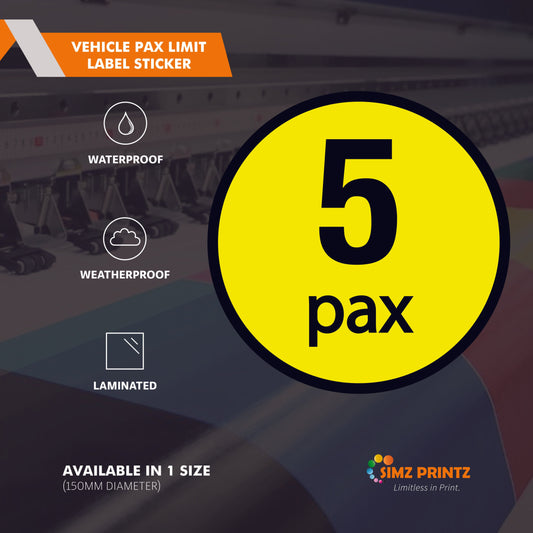 Vehicle Pax Limit Label Sticker